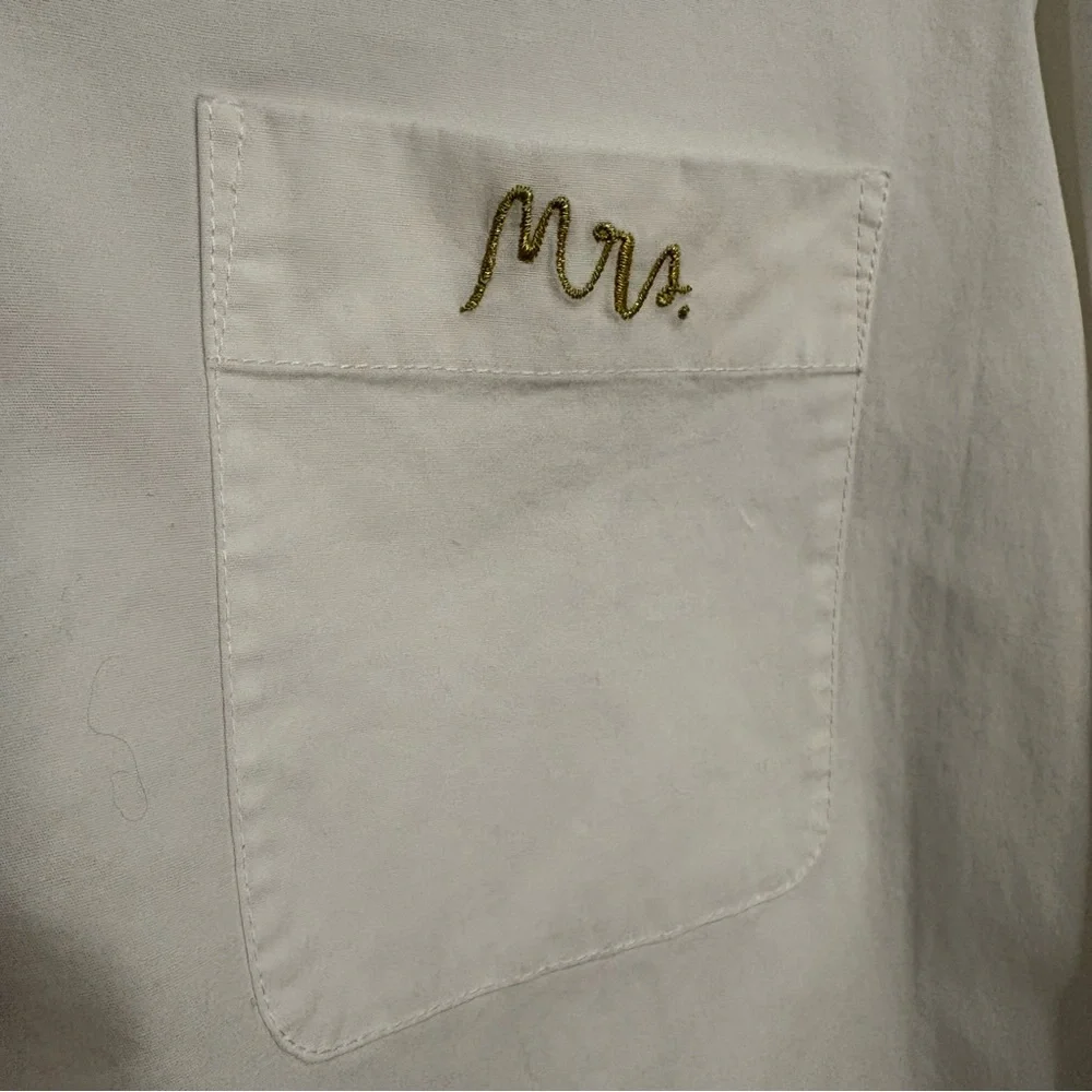Kate Spade White Bridal Button Down Mrs. Shirt